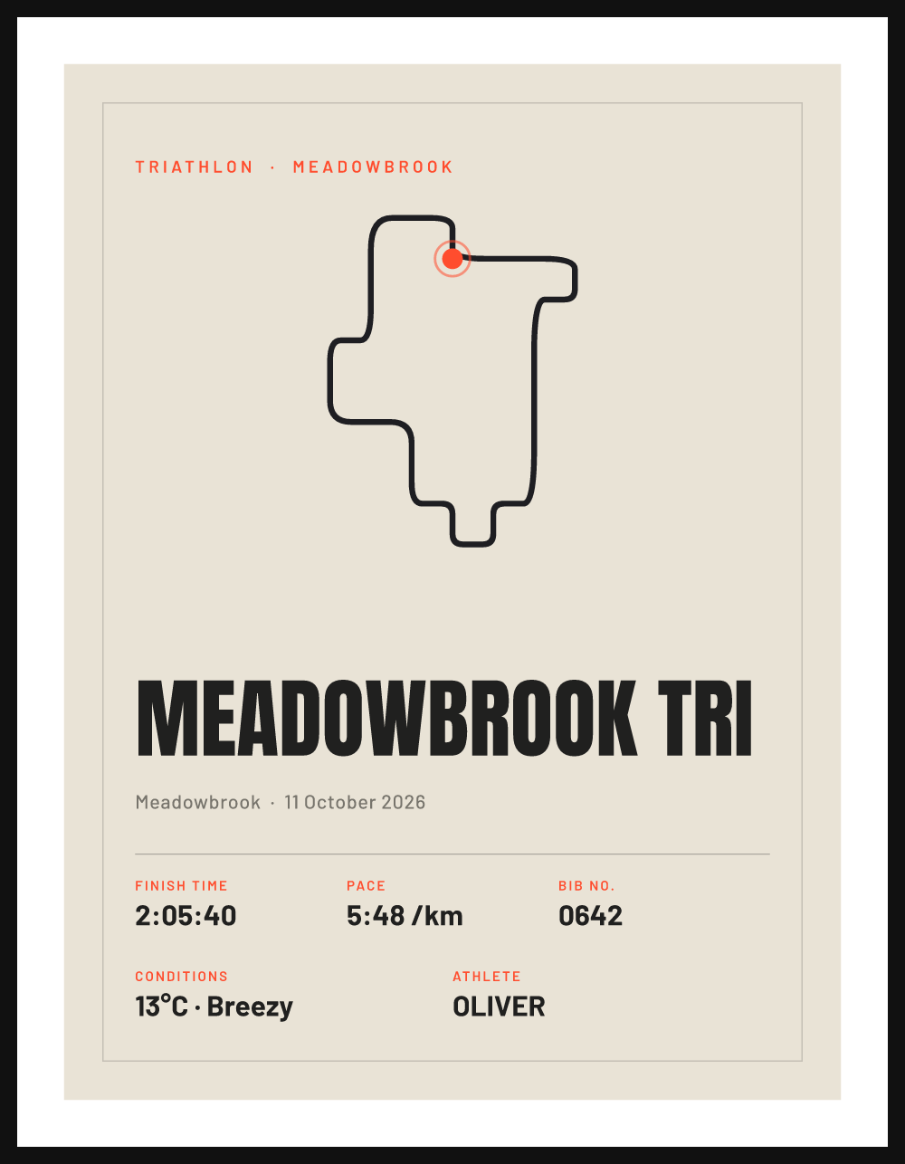 Meadowbrook Tri poster, framed