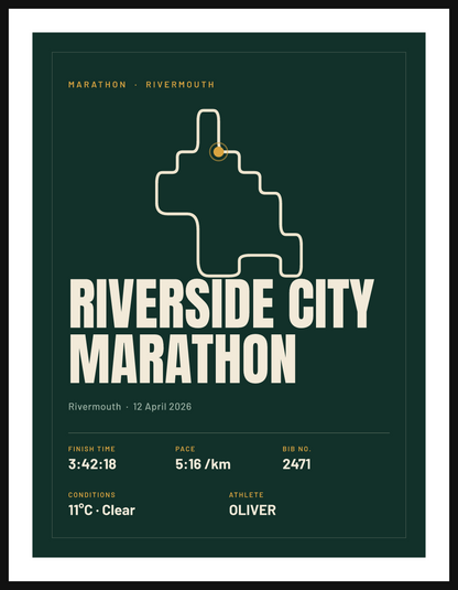 Riverside City Marathon poster, framed